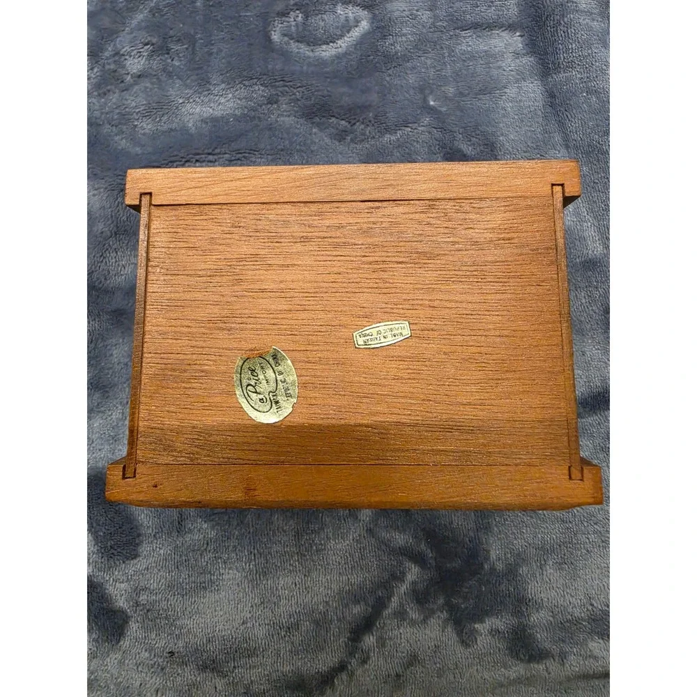 Vintage Price Import Wooden Coaster Set 6 Piece with Cork Inlay and Storage Box